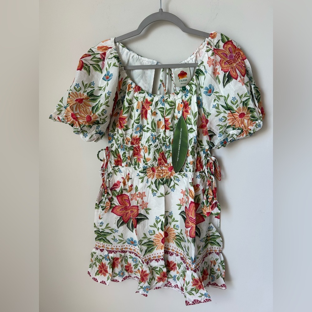 Farm Rio Bloom Garden Floral Puff Sleeve Mini Dress